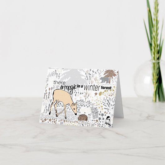 Cartes Pour Fêtes Annuelles Forêt d'hiver Magic Deer