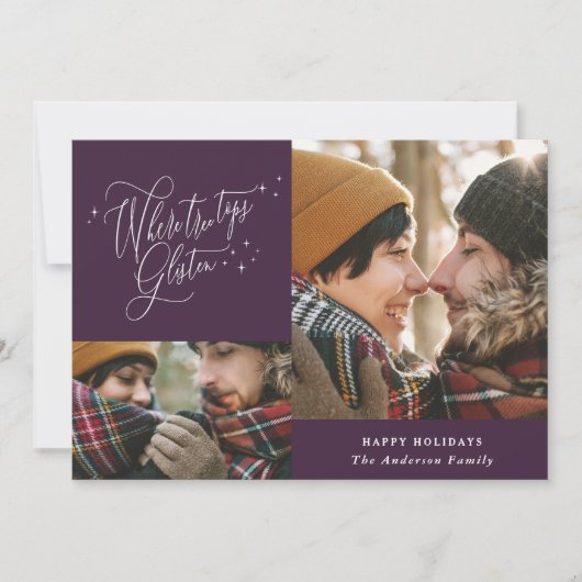 Cartes Pour Fêtes Annuelles Forêt d'hiver violet moderne multi photo Noël (Devant)