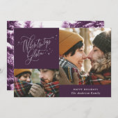 Cartes Pour Fêtes Annuelles Forêt d'hiver violet moderne multi photo Noël (Devant / Derrière)