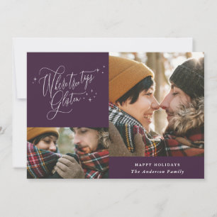 Cartes Pour Fêtes Annuelles Forêt d'hiver violet moderne multi photo Noël