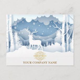 Cartes Pour Fêtes Annuelles Forêt élégante de cerfs d'hiver pour les fêtes et 