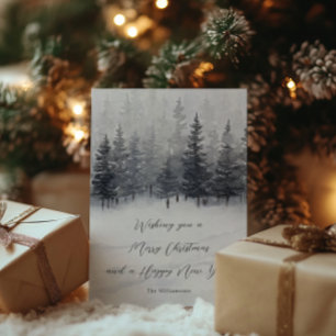 Cartes Pour Fêtes Annuelles Forêt enneigée sereine Noël personnalisé nom