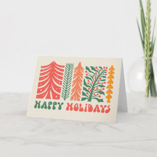 Cartes Pour Fêtes Annuelles Forêt festive rétro