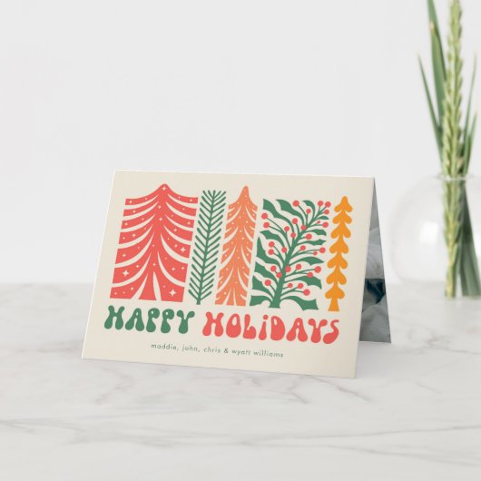 Cartes Pour Fêtes Annuelles Forêt festive rétro (Devant)