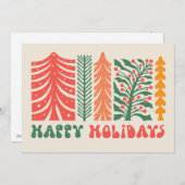 Cartes Pour Fêtes Annuelles Forêt festive rétro (Devant / Derrière)