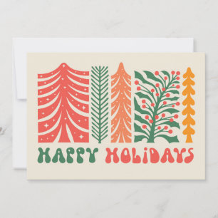 Cartes Pour Fêtes Annuelles Forêt festive rétro