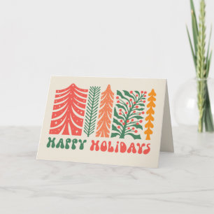 Cartes Pour Fêtes Annuelles Forêt festive rétro
