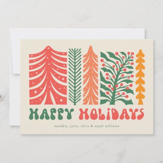 Cartes Pour Fêtes Annuelles Forêt festive rétro (Devant)