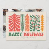 Cartes Pour Fêtes Annuelles Forêt festive rétro (Devant / Derrière)