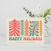 Cartes Pour Fêtes Annuelles Forêt festive rétro (Debout devant)