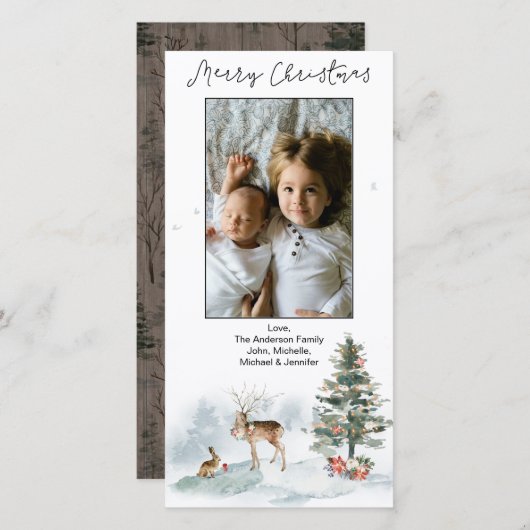 Cartes Pour Fêtes Annuelles Forêt forestière Joyeux Noël (Devant / Derrière)