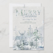 Cartes Pour Fêtes Annuelles Forêt hivernale neige et stade Joyeux Noël (Devant)