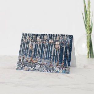 Cartes Pour Fêtes Annuelles Forêt Owl Fox