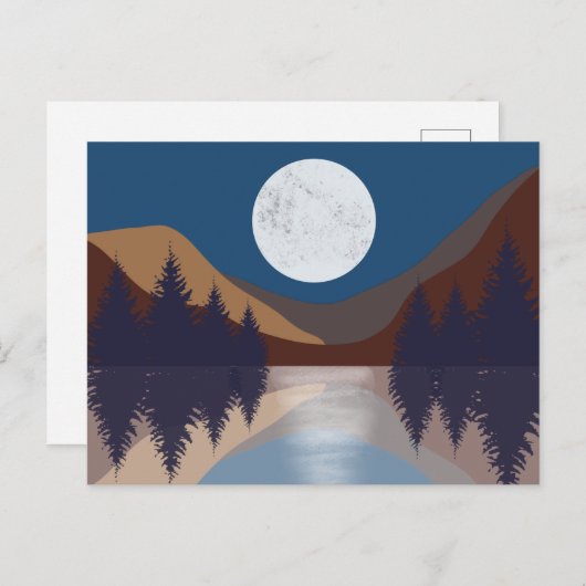 Cartes Pour Fêtes Annuelles Forêt paysagère Abstraite rustique Réflexion compl (Devant / Derrière)