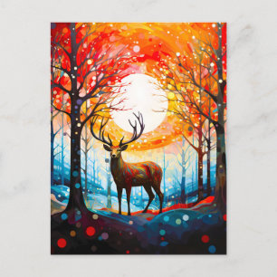 Cartes Pour Fêtes Annuelles Forêt sauvage contemporaine Cerf