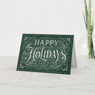 Cartes Pour Fêtes Annuelles Forêt verte ornée Joyuses Fêtes
