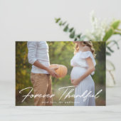 Cartes Pour Fêtes Annuelles Forever Thanksgiving Script Orange Photo Thanksgiv (Debout devant)