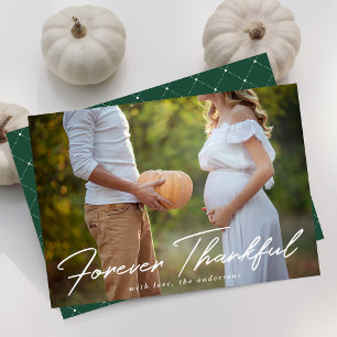 Cartes Pour Fêtes Annuelles Forever Thanksgiving Script Vert Photo Thanksgivin