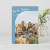 Cartes Pour Fêtes Annuelles Forever Us Script Denim Blue Valentine Photo (Debout devant)