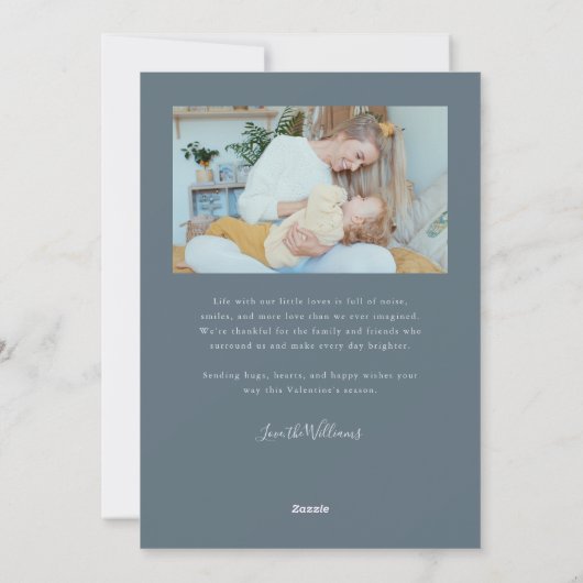 Cartes Pour Fêtes Annuelles Forever Us Script Slate Blue Valentine Photo (Dos)