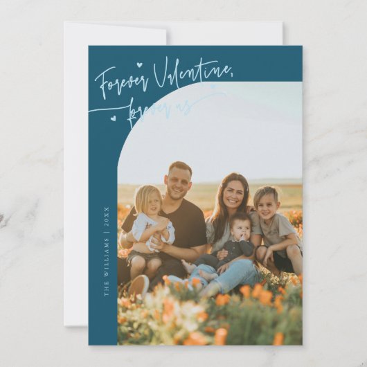 Cartes Pour Fêtes Annuelles Forever Us Script Teal Valentine Photo (Devant)