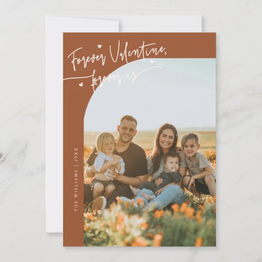 Cartes Pour Fêtes Annuelles Forever Us Script Terracotta Valentine Photo (Devant)