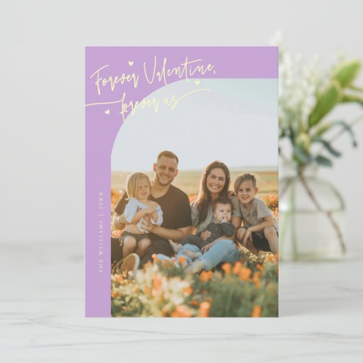 Cartes Pour Fêtes Annuelles Forever Us Script Wisteria Valentine Photo (Debout devant)