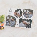 Cartes Pour Fêtes Annuelles Formas Divertidas | Collage de Navidad 5 photos<br><div class="desc">¡Comparta la alegría de las fiestas con estas tarjetas de Navidad modernas y únicas ! El frente presenta cuatro fotos en formas divertidas, hay un círculo, un arco, una flor y un rectángulo ondulado. El nombre de su familia aparece en una caligrafía moderna en la esquina superior izquierda, mientras que...</div>