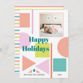 Cartes Pour Fêtes Annuelles Formes géométriques abstraites modernes rose, sarc (Devant / Derrière)