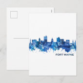Cartes Pour Fêtes Annuelles Fort Wayne Indiana Skyline Blue (Devant / Derrière)