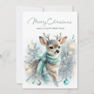 Cartes Pour Fêtes Annuelles Foulard à la menthe Faon et charme de la lumière d