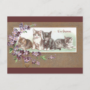 Cartes Pour Fêtes Annuelles Four Kittens Vintage Valentine