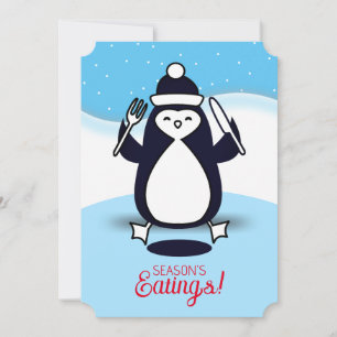 Cartes Pour Fêtes Annuelles Fourche de pingouin pêche Noël de la cuisine de