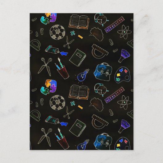 Cartes Pour Fêtes Annuelles Fournitures scolaires motifs, école (Devant)