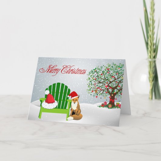 Cartes Pour Fêtes Annuelles Fox Christmas Card et Beach Chair (Devant)