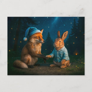 Cartes Pour Fêtes Annuelles Fox et Hare disent Goodnight en forêt