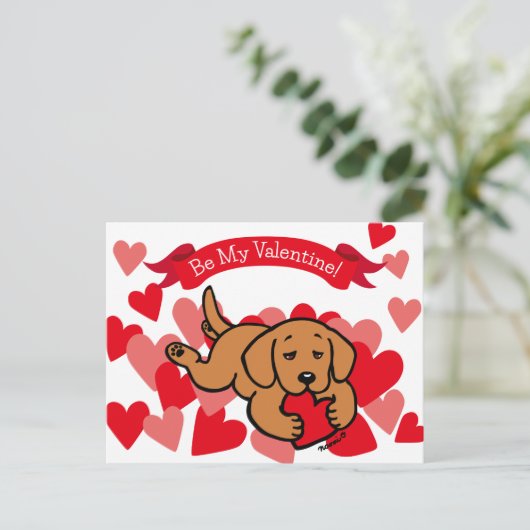 Cartes Pour Fêtes Annuelles Fox Red Lab Chiot Coeur Cheval Coeur Valentine (Debout devant)