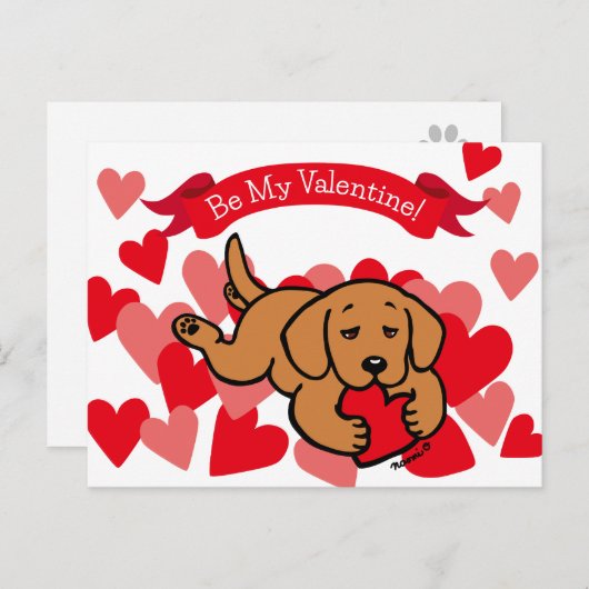 Cartes Pour Fêtes Annuelles Fox Red Lab Chiot Coeur Cheval Coeur Valentine (Devant / Derrière)