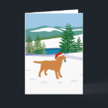 Cartes Pour Fêtes Annuelles Fox Red Labrador Christmas Winter View<br><div class="desc">Fox Red Labrador Christmas Winter View Carte de vacances pour les amoureux de les chiens qui aiment Labradors. Belle Fox Red Labrador Silhouette design avec Santa Hat. Neige et arbres à feuillage persistant. Créé par Naomi Ochiai.</div>