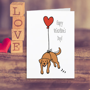 Cartes Pour Fêtes Annuelles Fox Red Labrador Heart Balloon Valentine