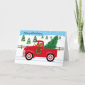 Cartes Pour Fêtes Annuelles Fox Red Labrador Red Truck Noël (Devant)