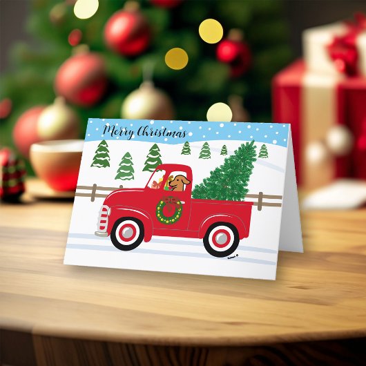 Cartes Pour Fêtes Annuelles Fox Red Labrador Red Truck Noël