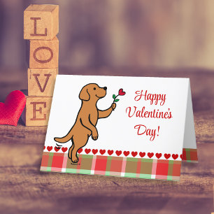 Cartes Pour Fêtes Annuelles Fox Red Labrador Tiny Heart Flower Valentine