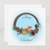 Cartes Pour Fêtes Annuelles Fox Wreath (Devant / Derrière)