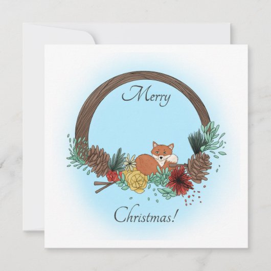 Cartes Pour Fêtes Annuelles Fox Wreath (Devant)