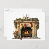 Cartes Pour Fêtes Annuelles Foyer victorien cosy Noël (Devant / Derrière)