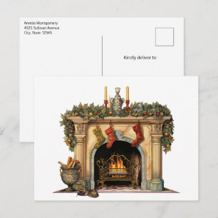 Cartes Pour Fêtes Annuelles Foyer victorien cosy Noël