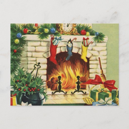 Cartes Pour Fêtes Annuelles Foyers de Noël et décorations (Devant)