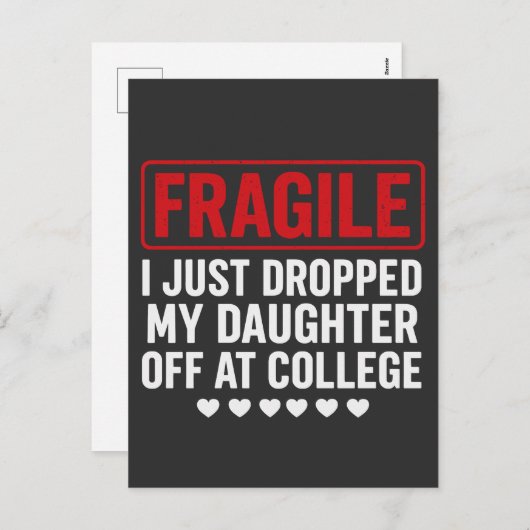 Cartes Pour Fêtes Annuelles Fragile Maman/Papa Laisser sa fille à l'université (Devant / Derrière)