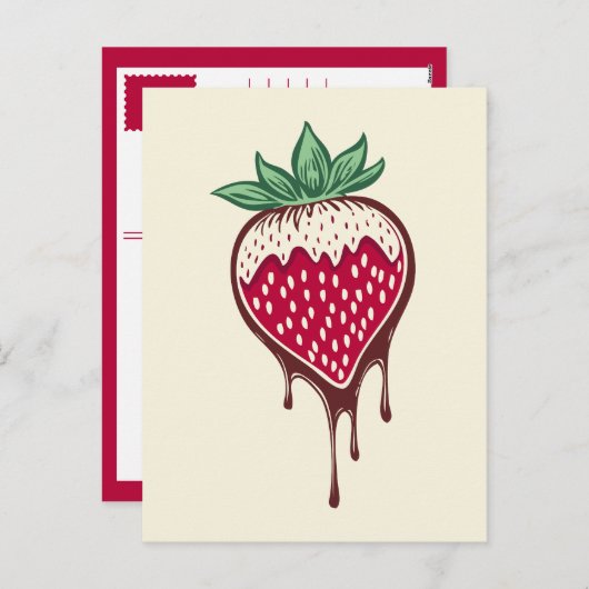Cartes Pour Fêtes Annuelles fraise couverte au chocolat (Devant / Derrière)